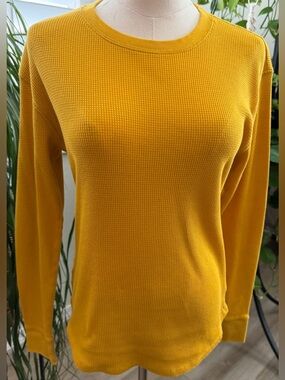 Mustard Yellow Waffle Knit Long Sleeve Top